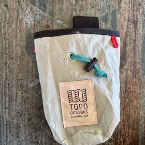 Topo Designs Chalk Bag in Gray wutg Blue and Red Accents